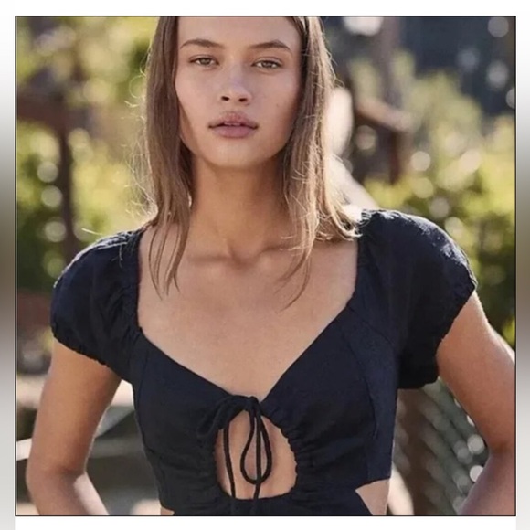 Free People Endless Summer Extra Dose Keyhole Cutout Midi Dress in Black XS - Picture 6 of 10